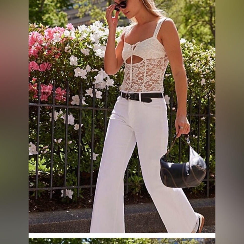 NWT Free People Strike a Pose Bodysuit in Color: White